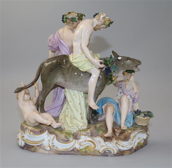 A Meissen mythological group of the drunken figure of Silenus